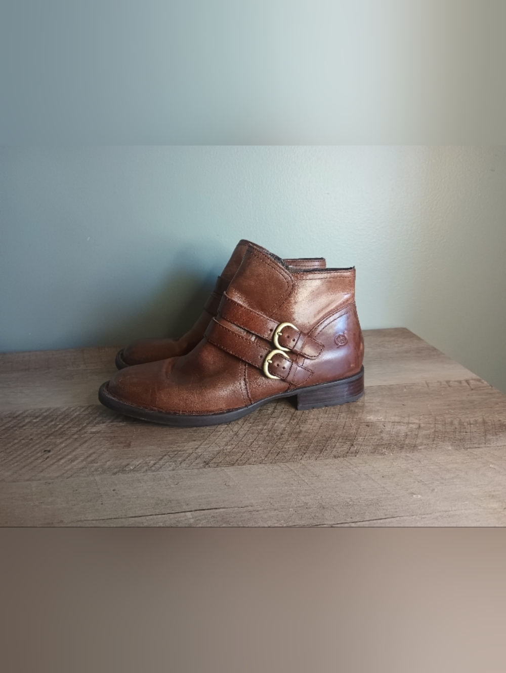Born Womens Pirlo Leather Ankle Boots 7 Buckle Strap Rustic Western Equestrian